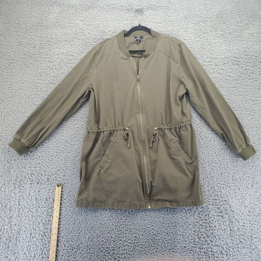 Perch By Blu Pepper Jacket Womens 3XL Green Drawstring Pockets Zip Front